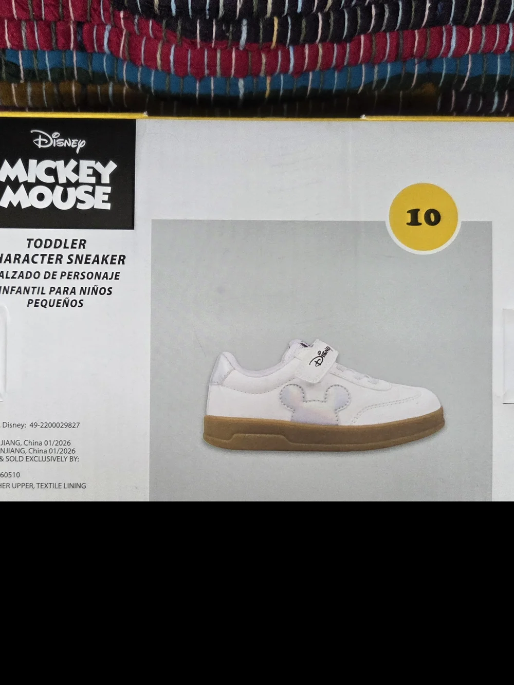 Disney Toddler Sneakers White Silver with Tan Sole